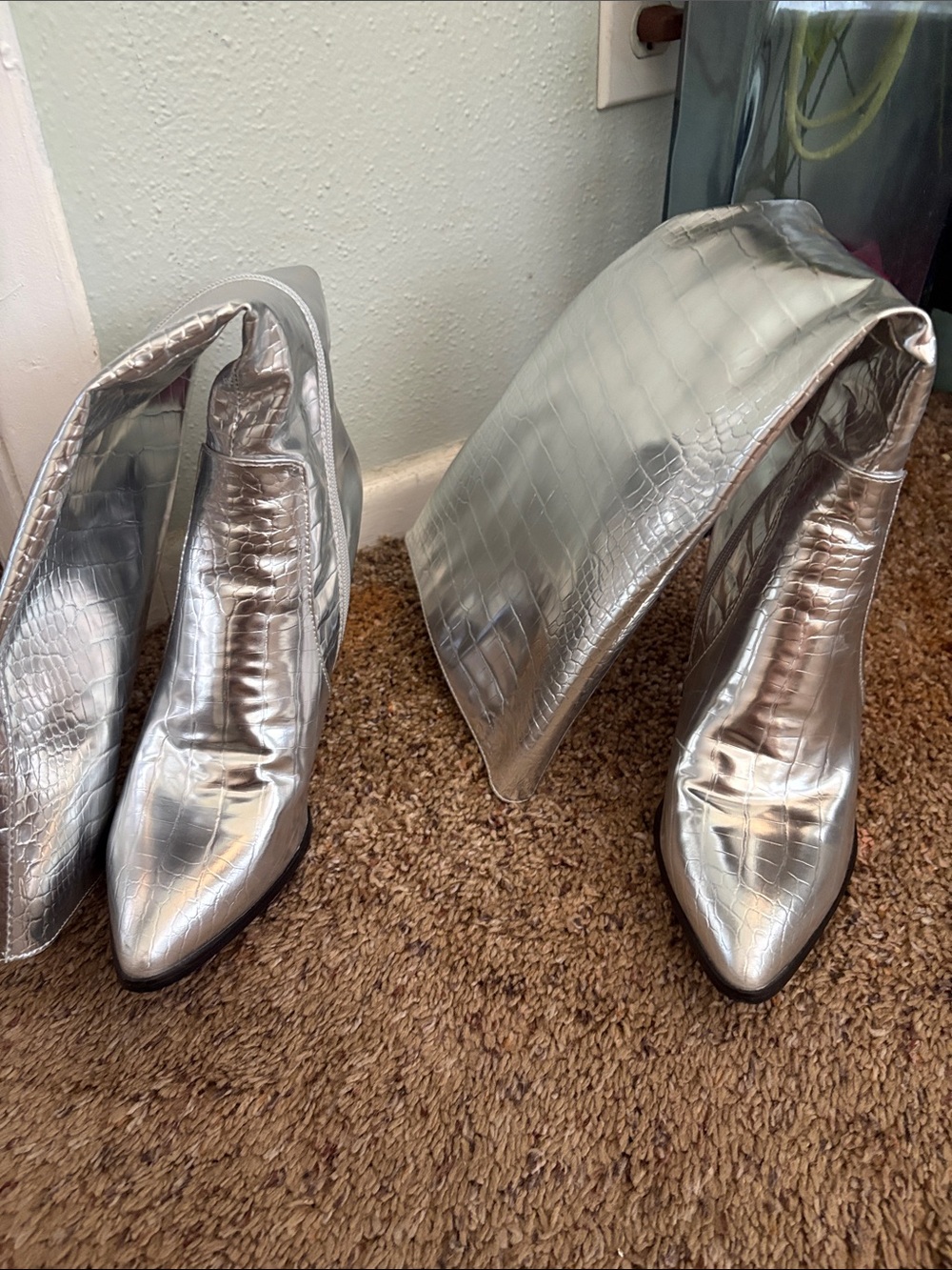 Amazon Silver Croc-Embossed Over-the-Knee Boots - Picture 11 of 11